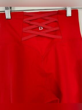 Buffbunny Collection Amor Women SzS Red Criss Cross Lace Up Detail High Waisted